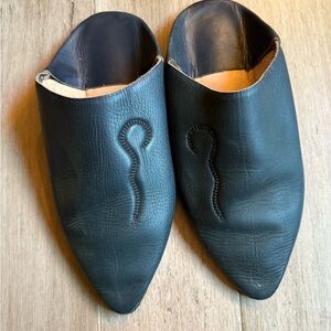 Black Leather Men's Slip-On Shoes